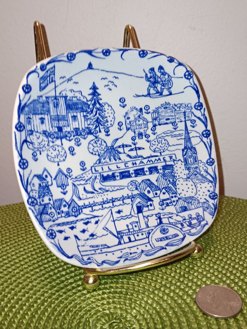 Vintage Lillehammer Norway Souvenir Trinket Dish, Kari Nyquist Design